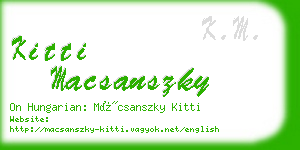 kitti macsanszky business card